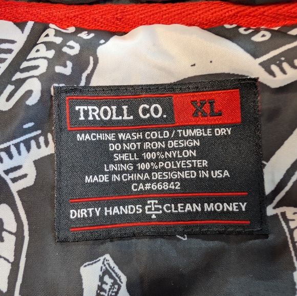 Troll Co Vest Men XL Black Gray Redford Quilted Puffer  Windbreaker - Picture 4 of 5